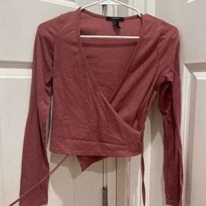 Dusty pink wrap crop top